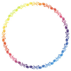 Round gradient frame with roses. 