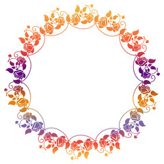 Round gradient frame with roses. 