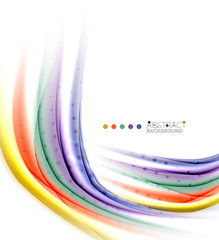 Multicolored lines on white, motion concept abstract background