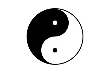 Black and white jin jang symbol with bold border - obrazy, fototapety, plakaty