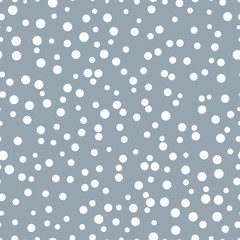 Fototapeta na wymiar Chaotic dots on a blue background Dots Seamless Pattern Dots Seamless Background White Dots Wallpaper Circles seamless pattern Circles seamless background. White circles of different sizes