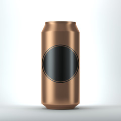 Copper Aluminum can mockup for beer and other drink with black label. 3d rendering
