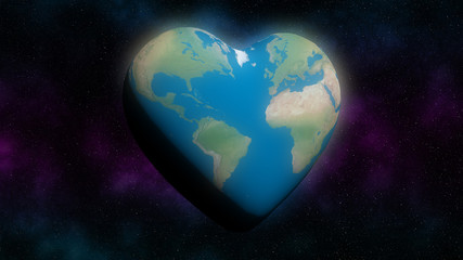 Heart shaped Earth in space illustrating climate change