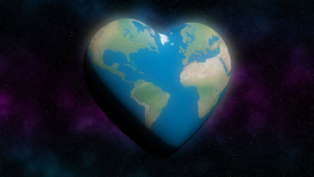 Heart shaped Earth in space illustrating climate change