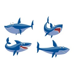 Vector shark character set.