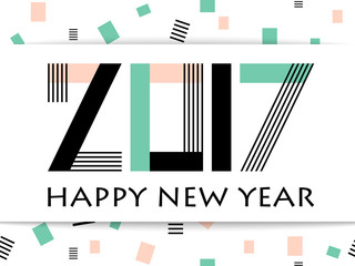 Geometric 2017 Happy New Year greeting vector card