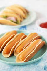 pancake with sausage in plate