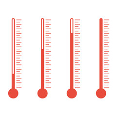  Red thermometers with different levels