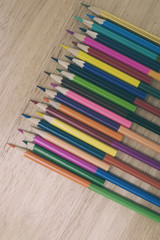 A studio close up photo of coloring pencils