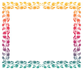Gradient frame with roses. 