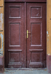 Old brown door made of wood