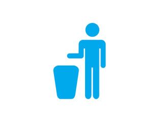Vector trash bin and man symbol. Flat design style