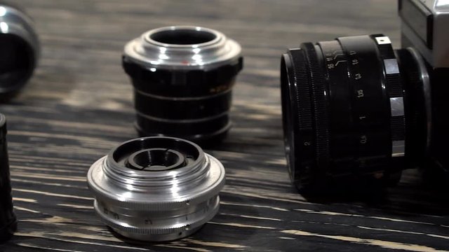 Vintage 35mm cameras and lenses.