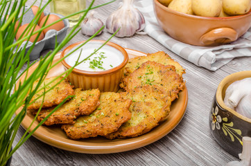 Potato pancakes with cheese