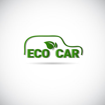 Eco Electric Car Friendly Environment Machine Web Icon Green Logo Flat Vector Illustration