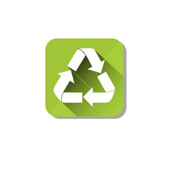 Recycle Symbol Green Logo Web Icon Flat Vector Illustration