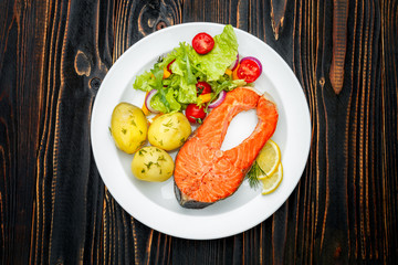 Crispy roasted salmon steak