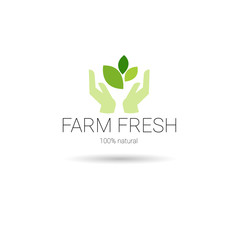 Farm Fresh Eco Friendly Organic Natural Product Web Icon Green Logo Flat Vector Illustration
