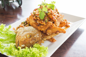 fried fish with chili and sweet sauce