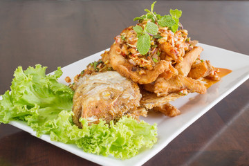 fried fish with chili and sweet sauce