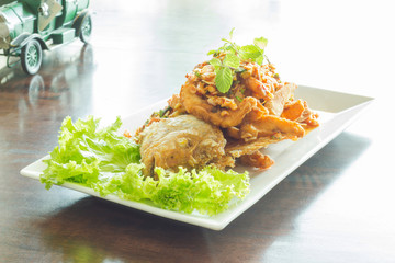 fried fish with chili and sweet sauce