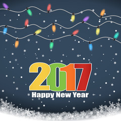 Happy New 2017 Year. Christmas.  Luminous Electric Garland,