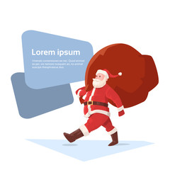 Santa Claus Christmas Holiday Big Present Bag Gift Flat Vector Illustration