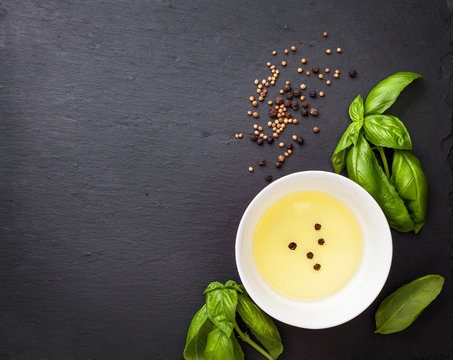 olive oil and basil