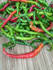 colorful hot peppers as a background