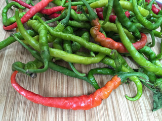 colorful hot peppers as a background