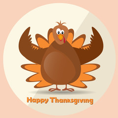 Happy Thanksgiving Day Turkey Autumn Traditional Holiday Banner Flat Vector Illustration