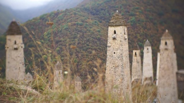 Historic watchtowers near the Ingush settlement Dzheyrakh.