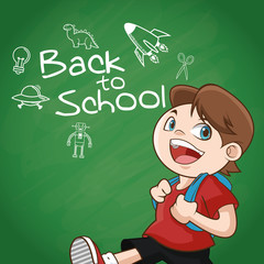 Boy cartoon and blackboard icon. Back to school theme. Colorful design. Vector illustration