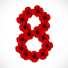 number eight poppy background