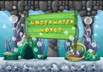 cartoon vector underwater background with separated layers for game art and animation game design asset in 2d graphic