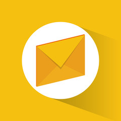 Yellow envelope icon. Email mail message letter and marketing theme. Colorful design. Vector illustration