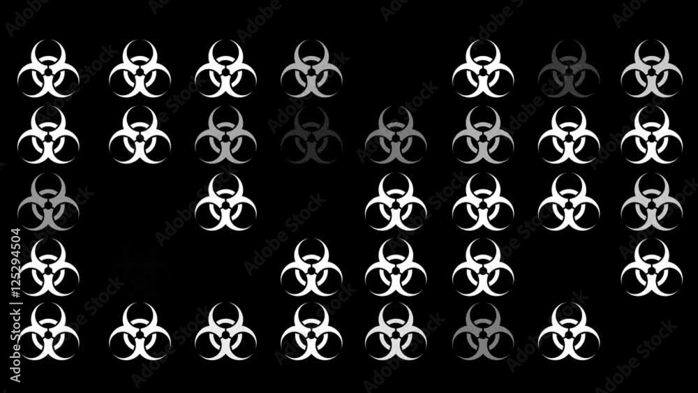 Canvas Prints a flickering background of a set of biohazards on a black screen
