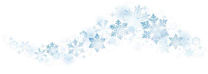 Naklejka premium Swirl of Christmas snowflakes on white background
