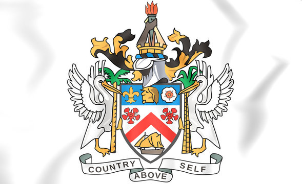 Federation of Saint Kitts and Nevis Coat of Arms. 3D Illustration.