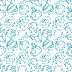 seamless variety of sketch dumplings