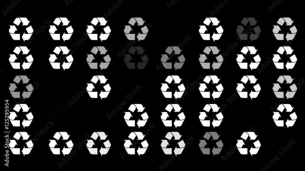 Canvas Prints a flickering background of a set of recycling icons on a black screen