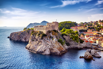 Fototapeta General view of Dubrovnik - Fortresses Lovrijenac and Bokar seen obraz