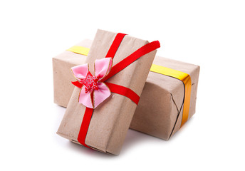 Boxes with gifts on a white background