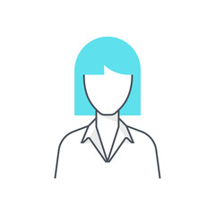 Color line, female avatar illustration, icon