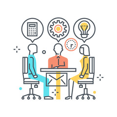 Color line, meeting concept illustration, icon