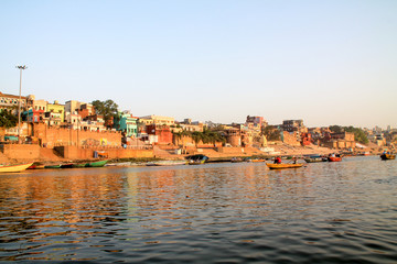Fototapeta na wymiar View from the Ganges river of Varanasi, India
