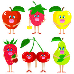 Cute lady fruits. Isolated fruits on whhite background.