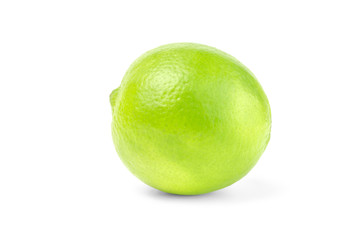Single lime on white background