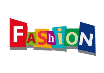 fashion, word and text cut from paper, in flat design