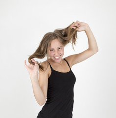  smiling young beautiful girl with brown hair